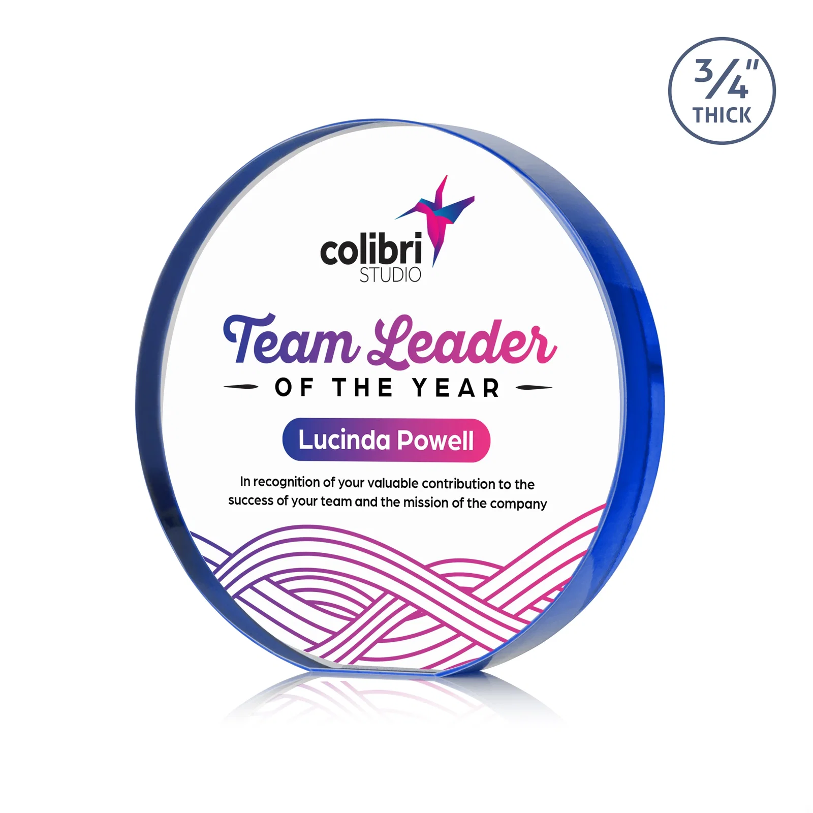 Custom printed Starfire Crystal Round Award With a Full-Face Etch Panel, desk awards for sales achievement awards