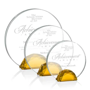 Starfire Crystal Disc Award Flanked by Amber Crystal Diamonds