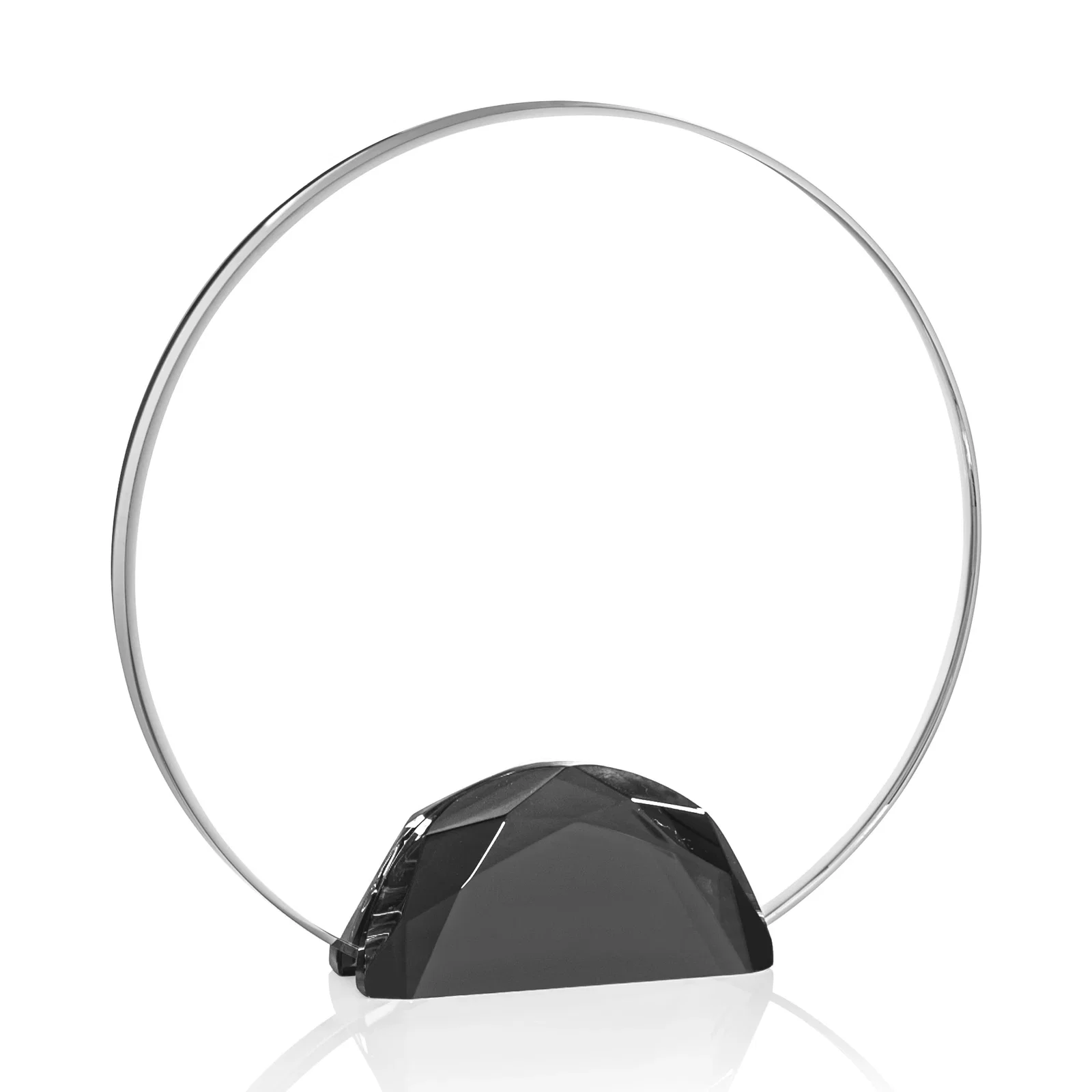 Custom printed Starfire Crystal Disc Award Flanked by Amber Crystal Diamonds for safety achievement programs