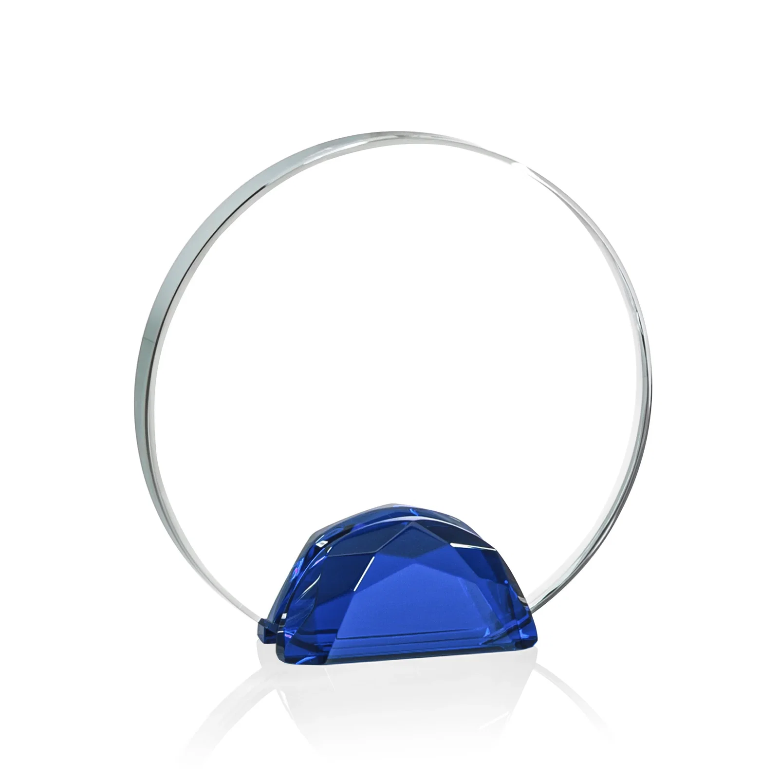 Custom printed Starfire Crystal Disc Award Flanked by Amber Crystal Diamonds for volunteer appreciation
