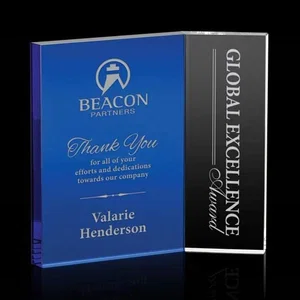 Blue and Clear Optical Crystal Vertical Award