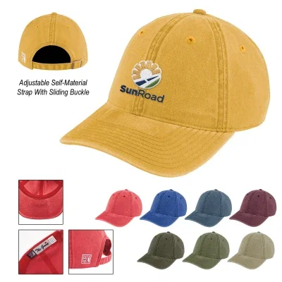 Pigment dyed twill baseball cap with a softly curved bill