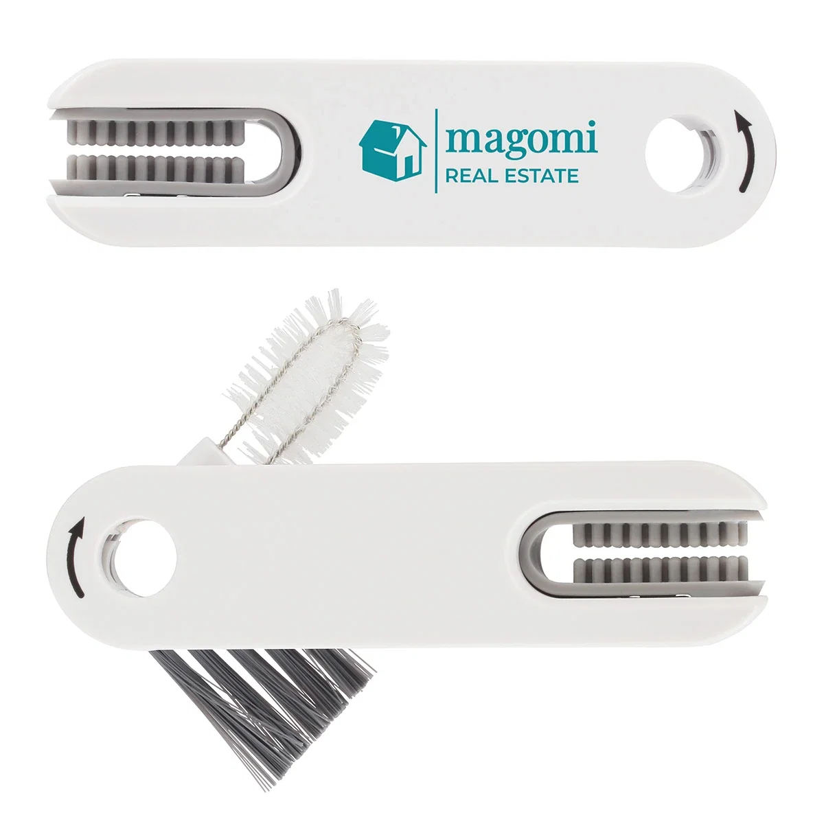 Custom Gap 3-in-1 Cleaning Brush, front view of the branded cleaning tool