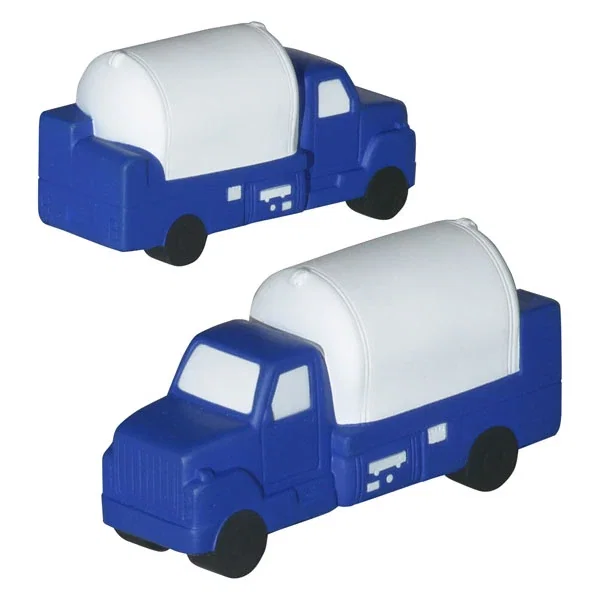 Tanker truck shaped polyurethane stress reliever, about 4 inches long