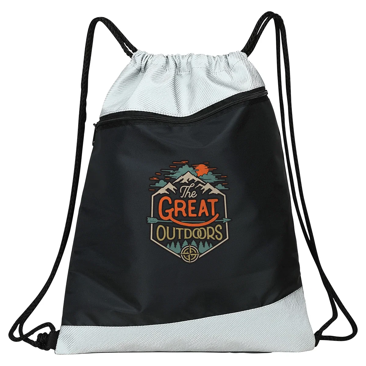 Side profile of the promotional Gateway RPET Drawstring Bag