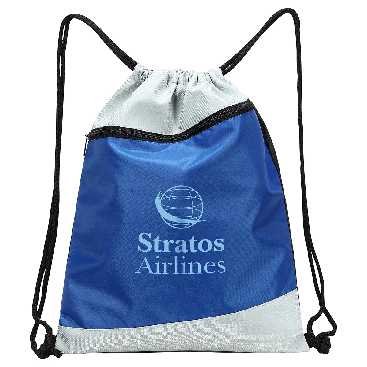 Close-up of the Gateway RPET Drawstring Bag's drawstring closure and imprint area