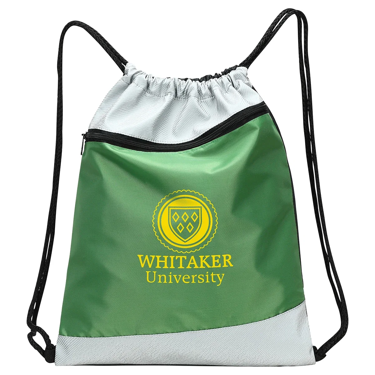 Back view of the branded Gateway RPET Drawstring Bag showing the shoulder straps