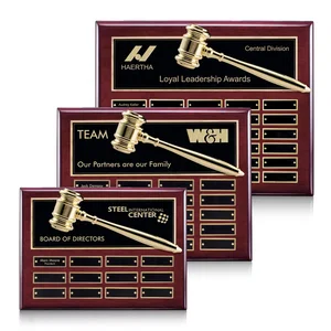 Piano Finish Perpetual Plaque With Built-In Gavel Ornament