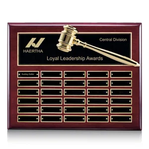 Piano Finish Perpetual Plaque With Built-In Gavel Ornament