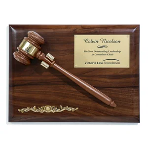 Walnut Wall Plaque with a Working, Removable Gavel