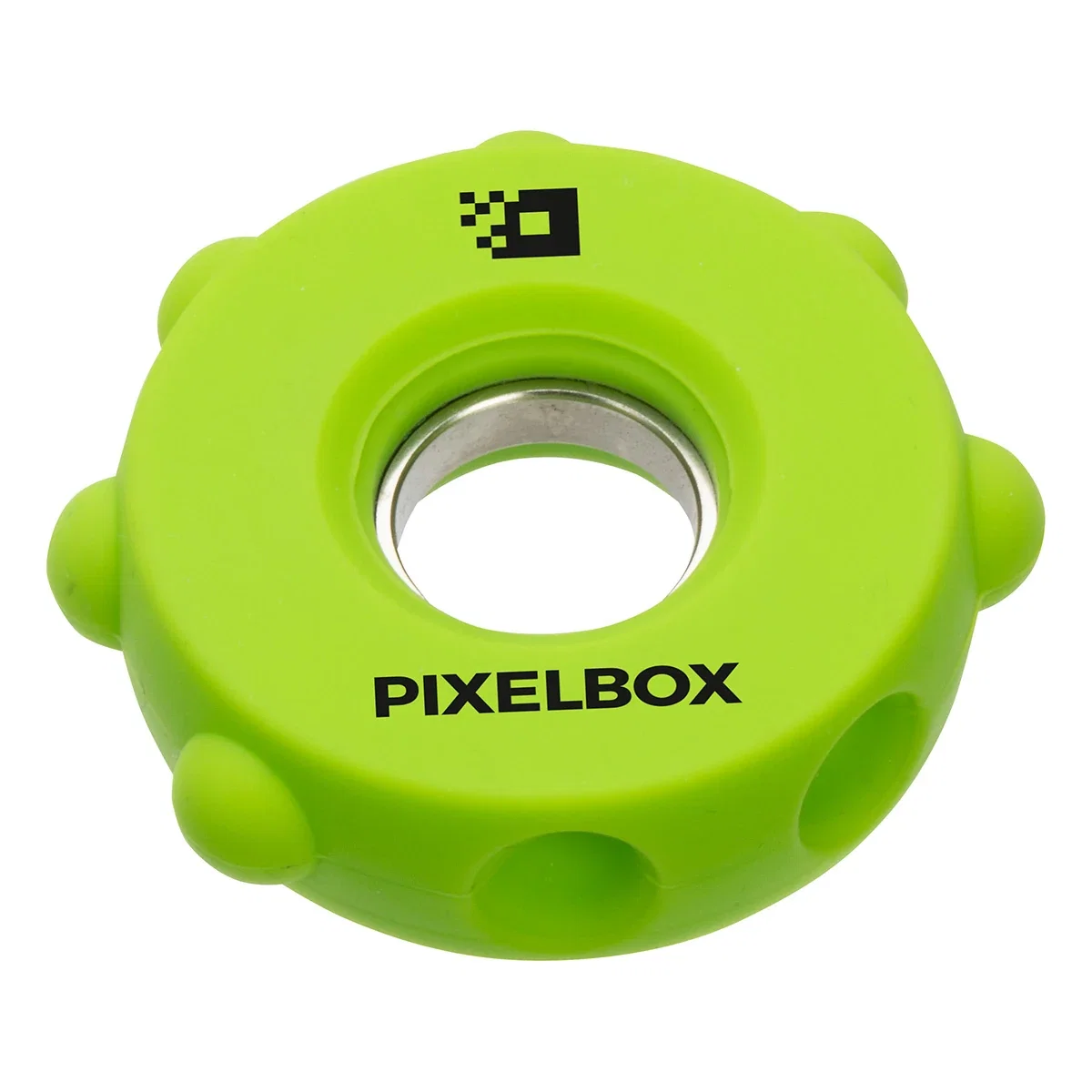 Gear Push Pop Spinner held in hand, branded sensory toy in use