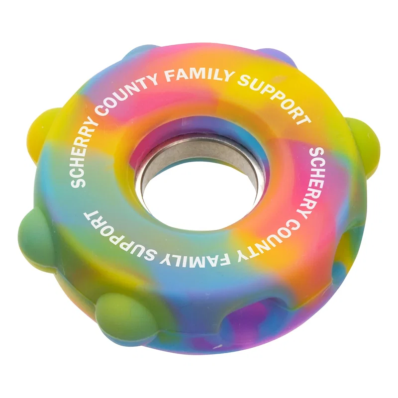 Back view of the promotional Gear Push Pop Spinner