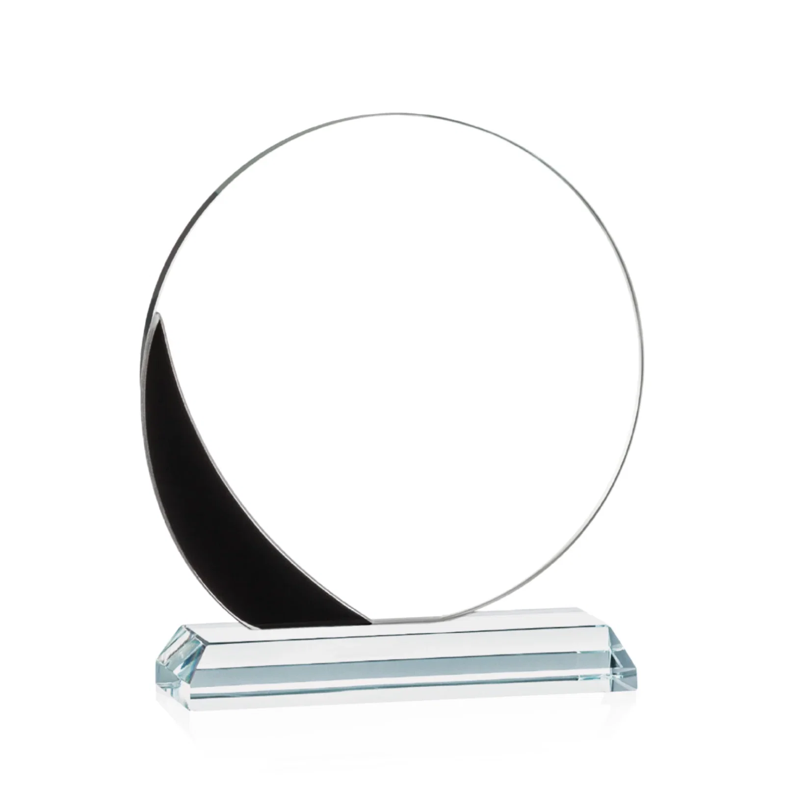 Personalized Starfire Crystal Disc Award With Blue Crescent Accent for safety achievement programs
