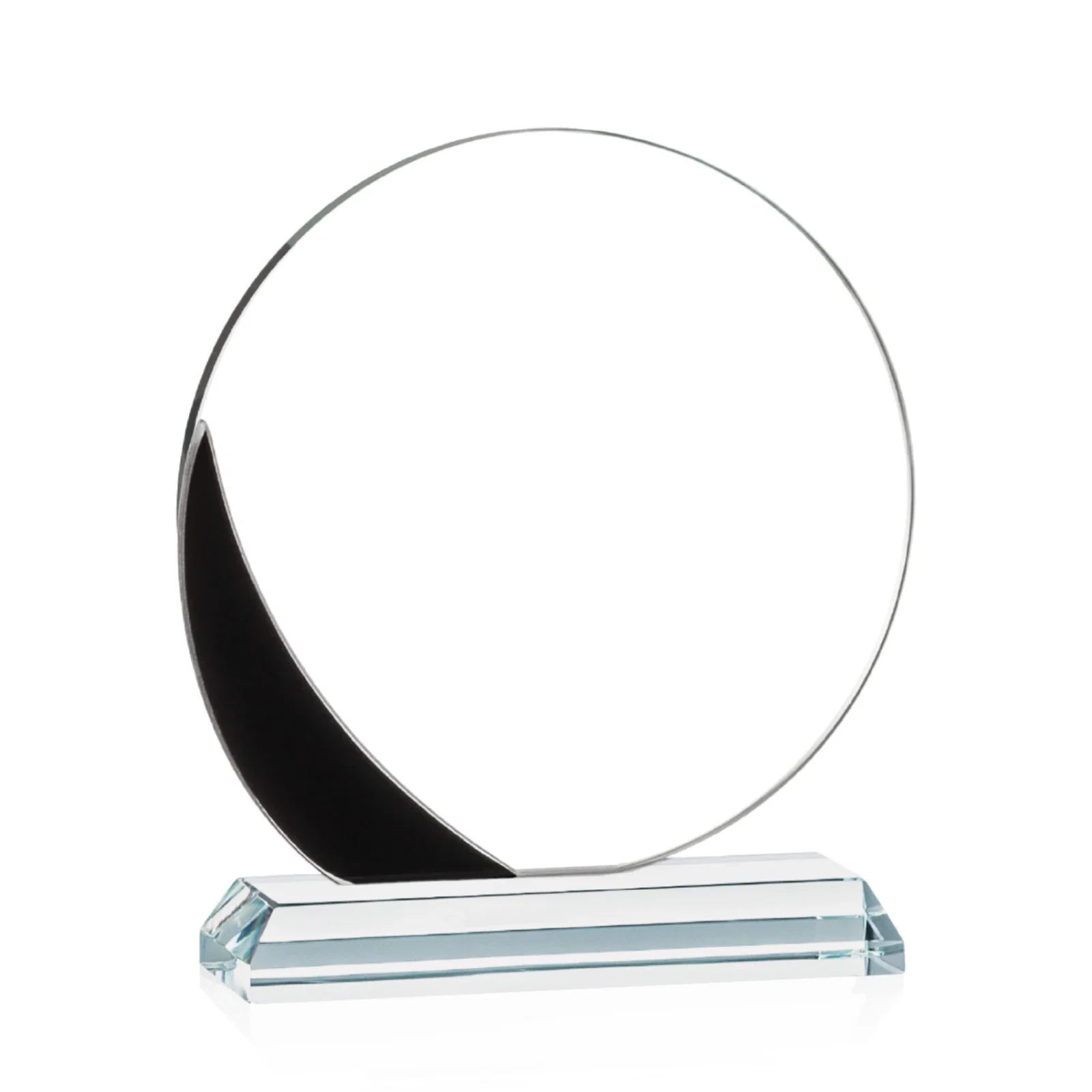 Personalized Starfire Crystal Disc Award With Blue Crescent Accent for volunteer appreciation