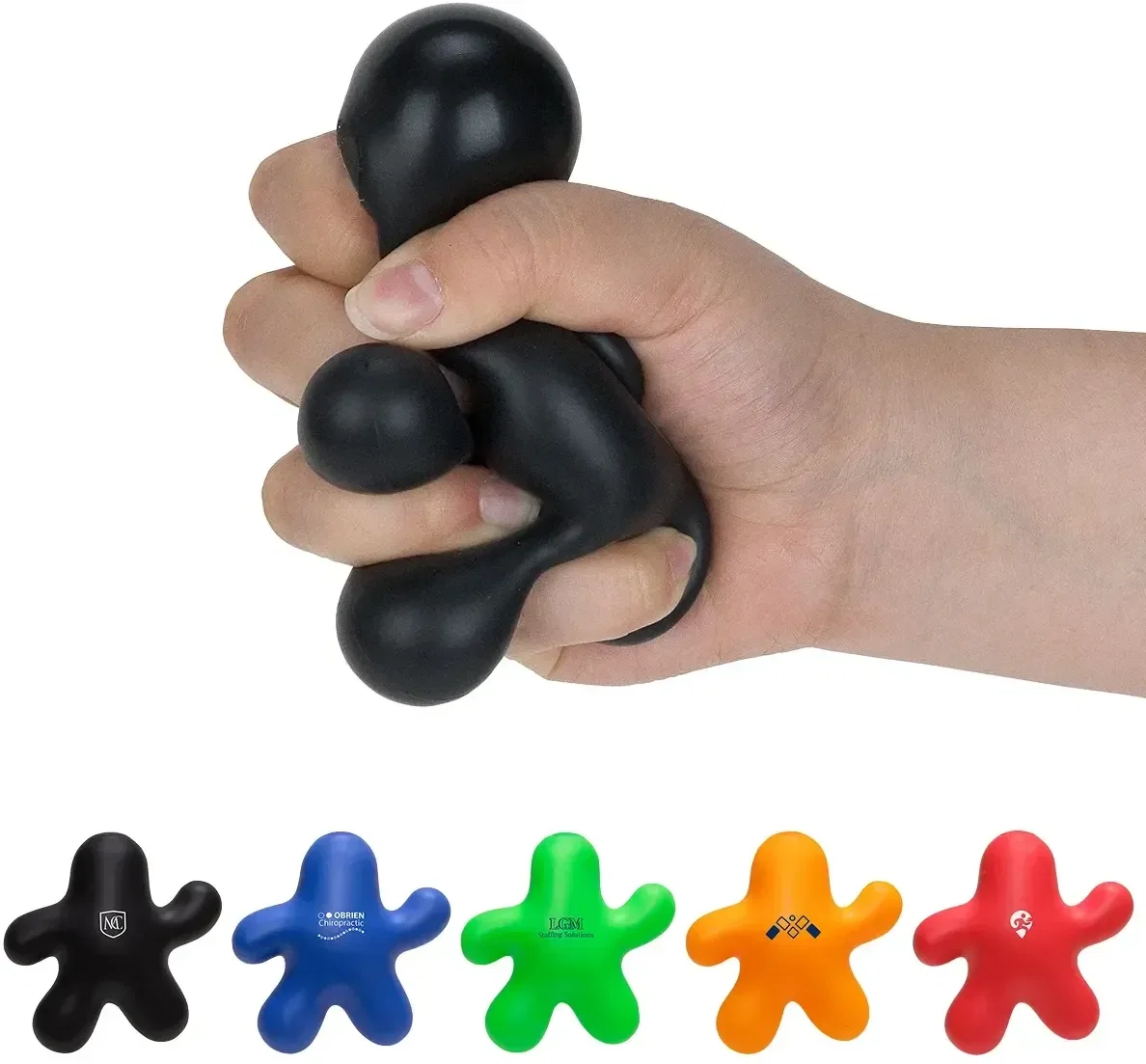 Gel Man Ergonomic Squeeze Stress Reliever held in hand