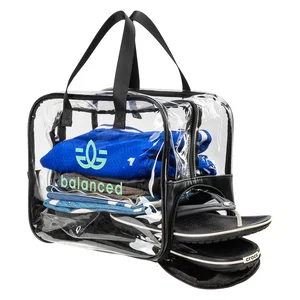 Gem Clear PVC Zippered Bag with Easy-Access Shoe Compartment