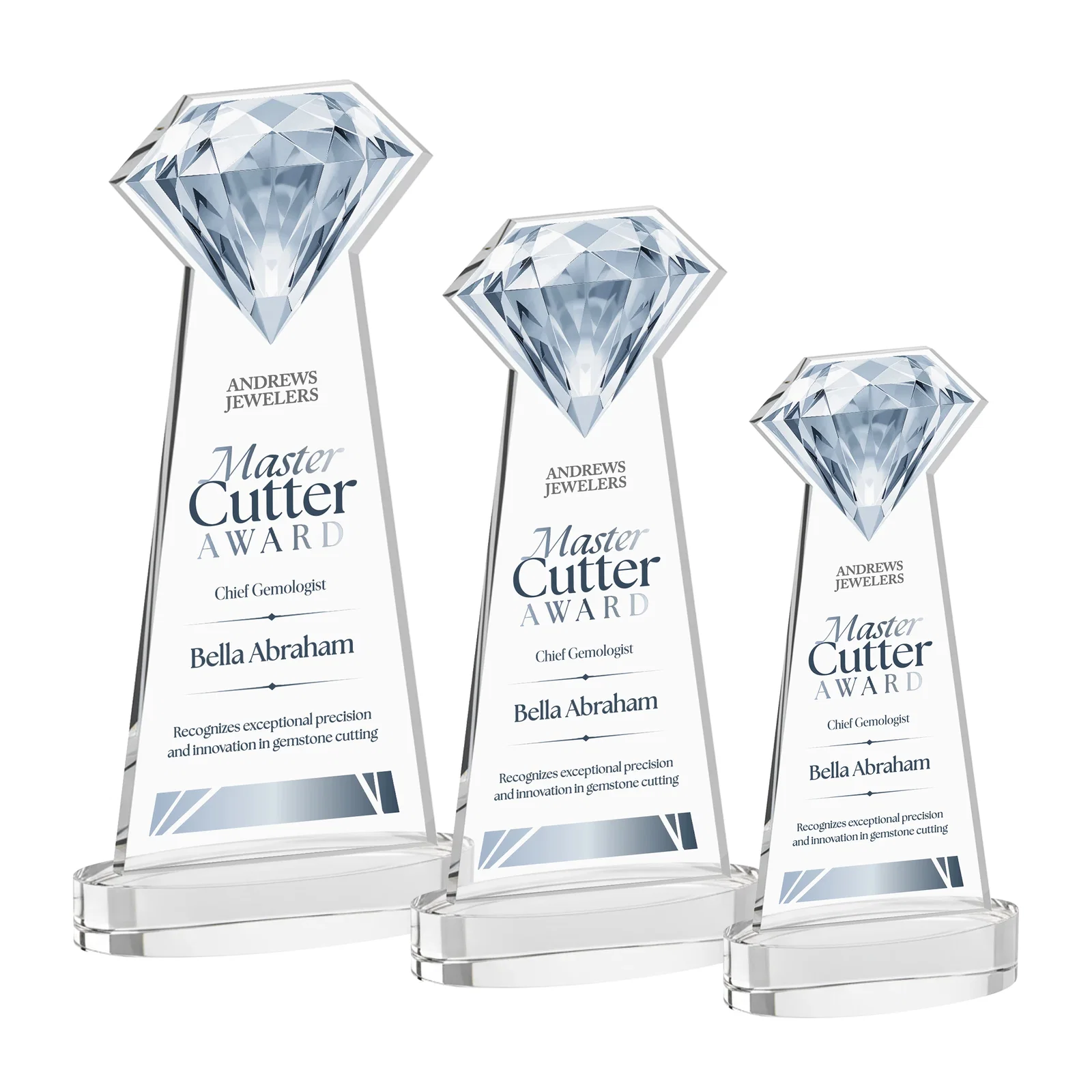 Custom Starfire Crystal Award With a Printed Gemstone Cutout on a Round Base for employee recognition