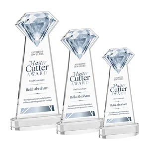 Starfire Crystal Award With a Printed Gemstone Cutout on a Round Base