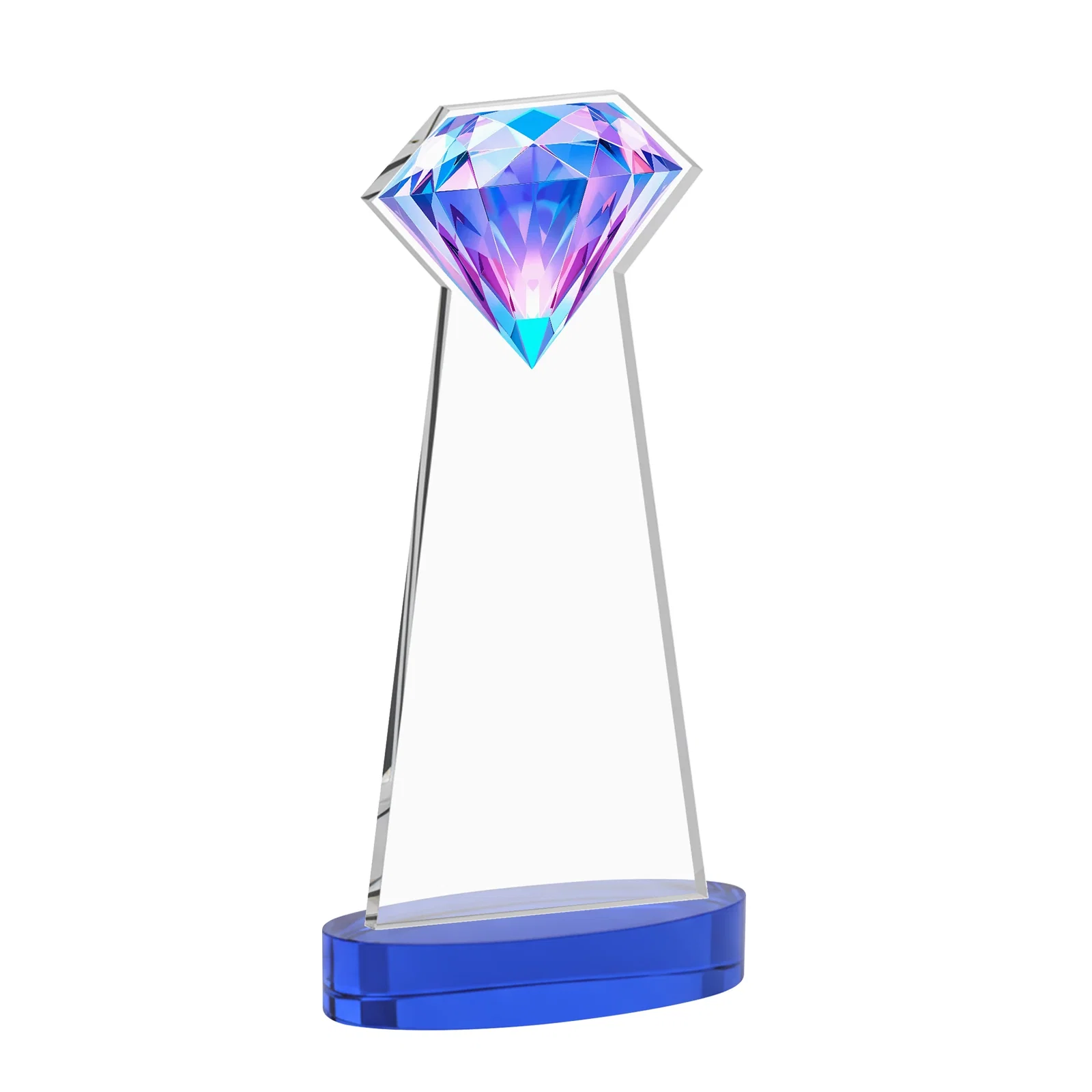 Custom Starfire Crystal Award With a Printed Gemstone Cutout on a Round Base, with your logo for donor appreciation
