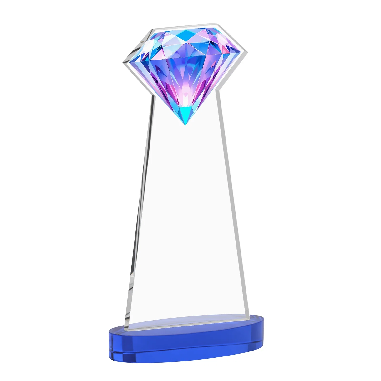 Custom Starfire Crystal Award With a Printed Gemstone Cutout on a Round Base, with your logo for graduation ceremonies