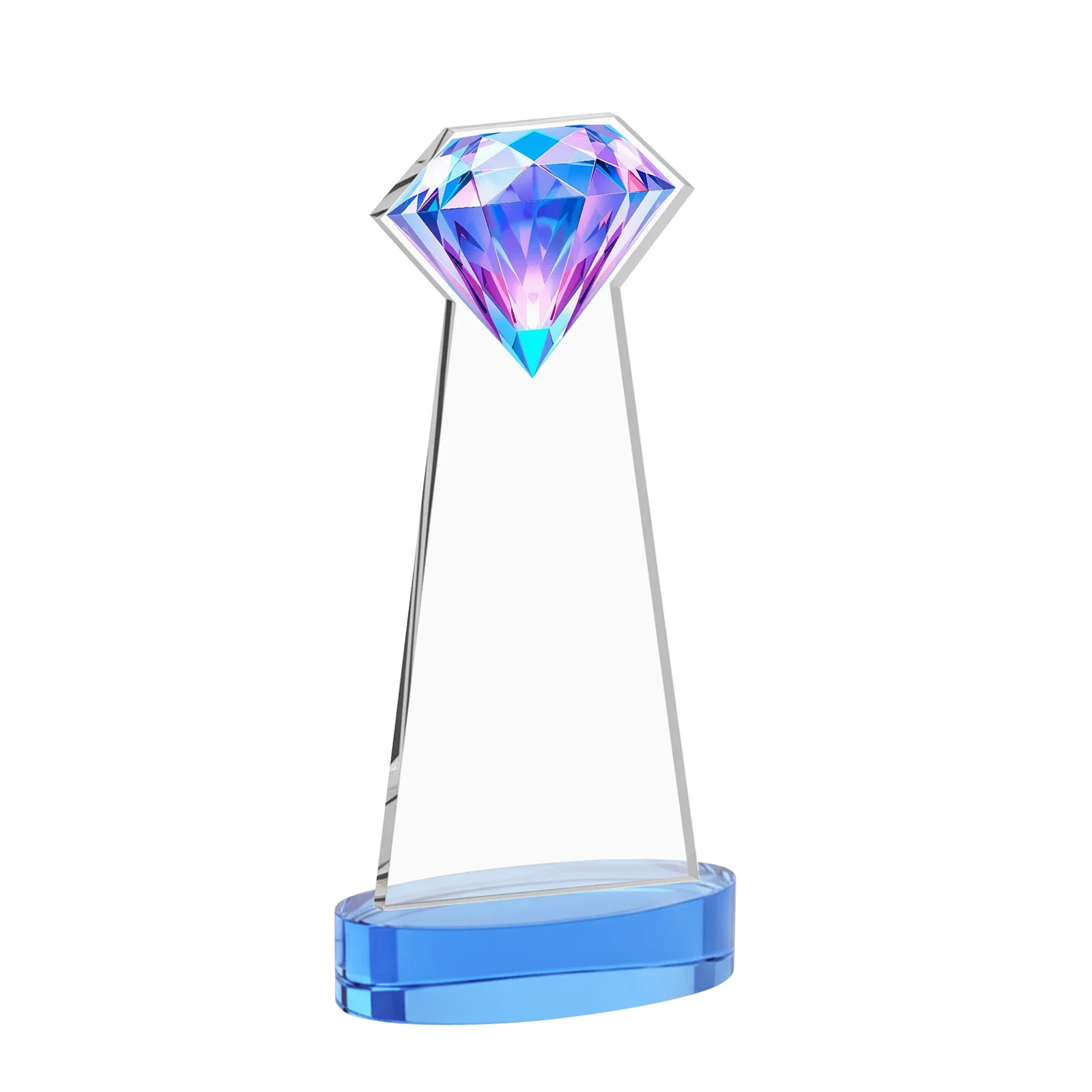 Custom Starfire Crystal Award With a Printed Gemstone Cutout on a Round Base, with your logo for company anniversary events