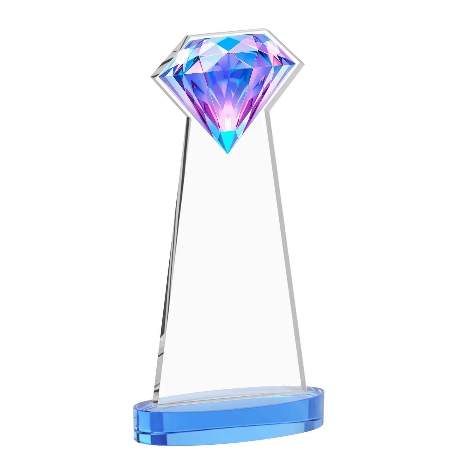 Personalized Starfire Crystal Award With a Printed Gemstone Cutout on a Round Base, with your logo for corporate award ceremonies