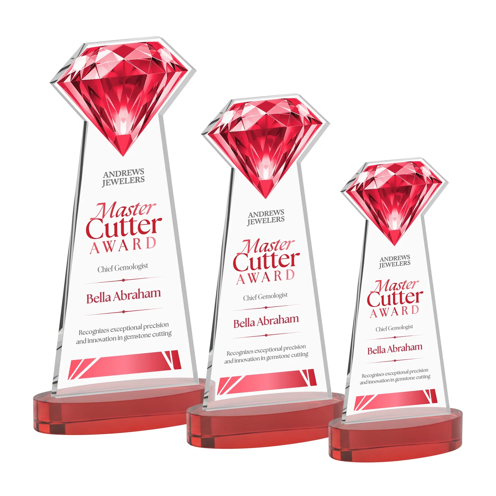 Promotional Starfire Crystal Award With a Printed Gemstone Cutout on a Round Base for corporate award ceremonies