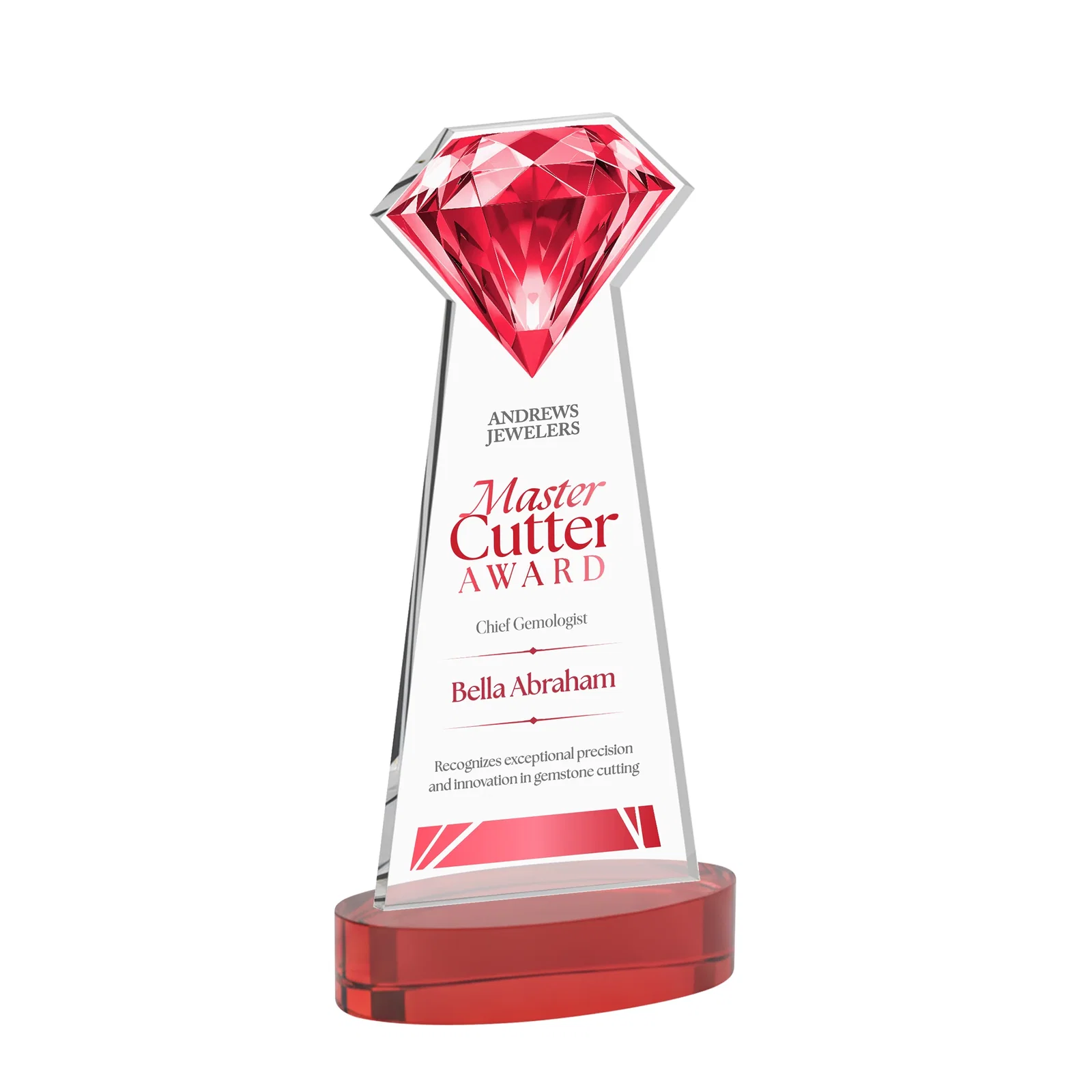 Promotional Starfire Crystal Award With a Printed Gemstone Cutout on a Round Base for service anniversary gifts