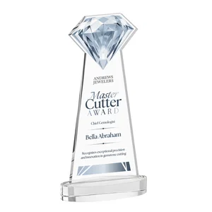 Starfire Crystal Award With a Printed Gemstone Cutout on a Round Base