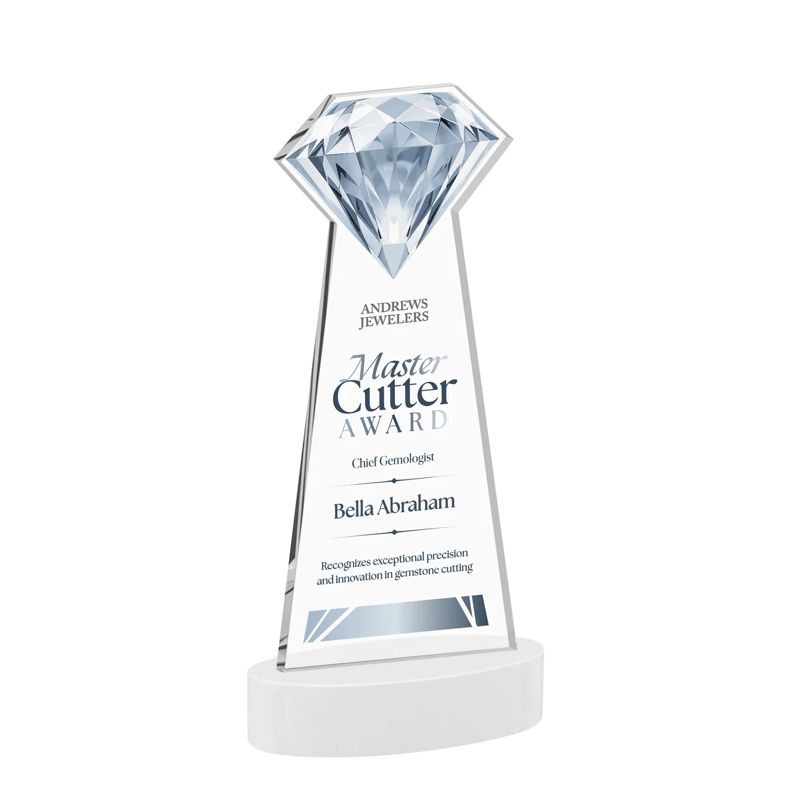 Promotional Starfire Crystal Award With a Printed Gemstone Cutout on a Round Base for dealer and partner awards