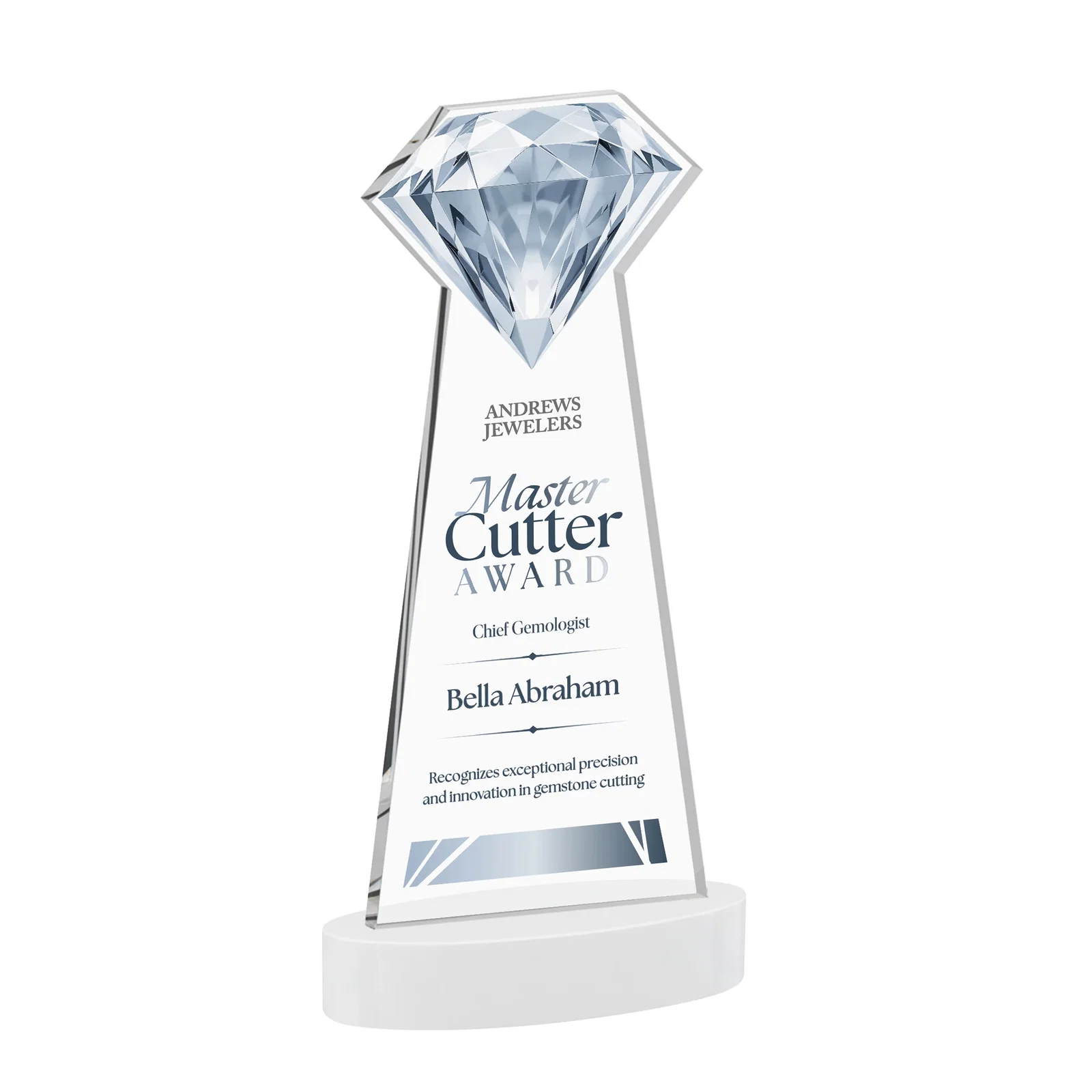 Promotional Starfire Crystal Award With a Printed Gemstone Cutout on a Round Base for company anniversary events