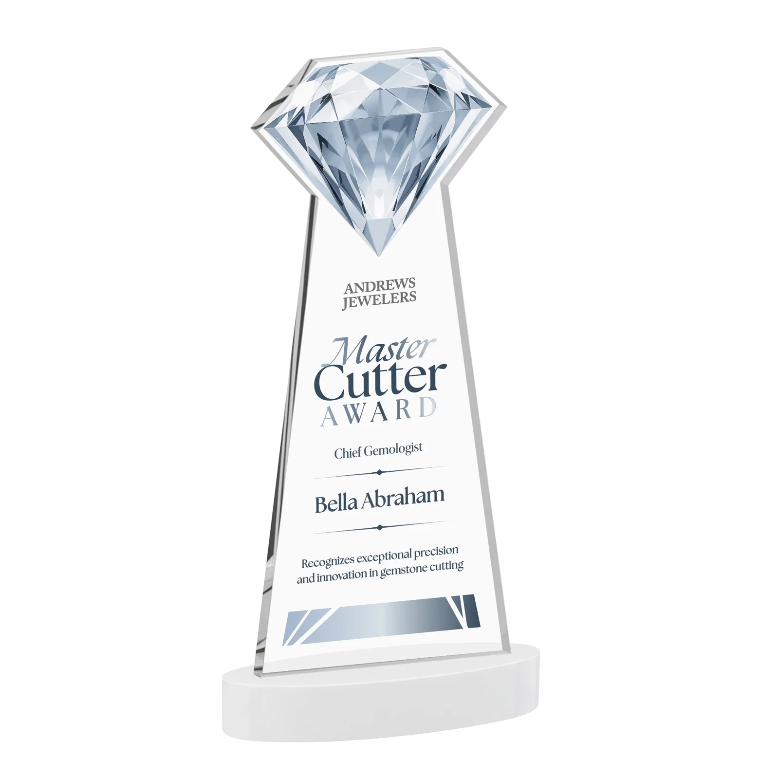 Branded Starfire Crystal Award With a Printed Gemstone Cutout on a Round Base for employee recognition