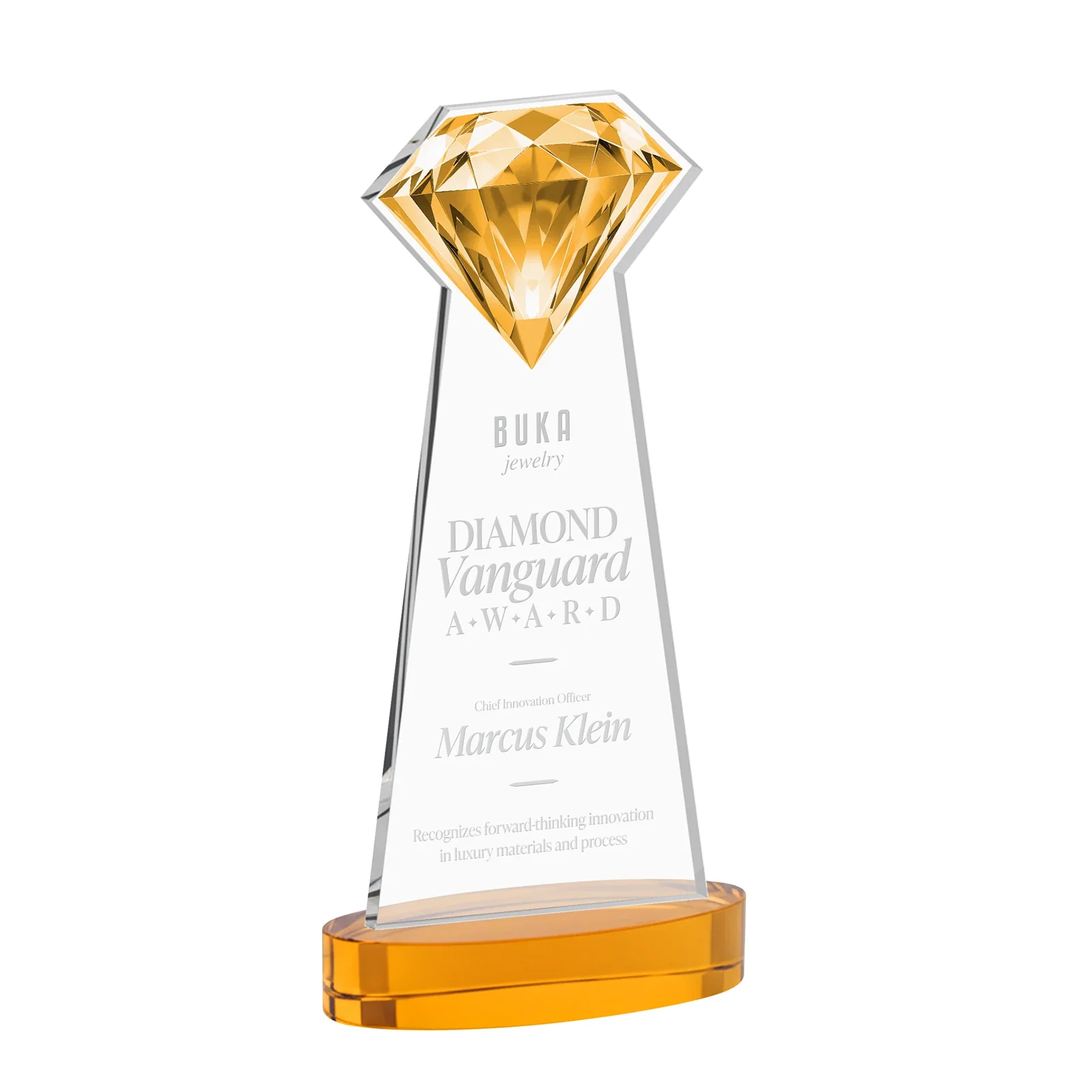 Branded Starfire Crystal Award With a Printed Gemstone Cutout on a Round Base for safety achievement programs