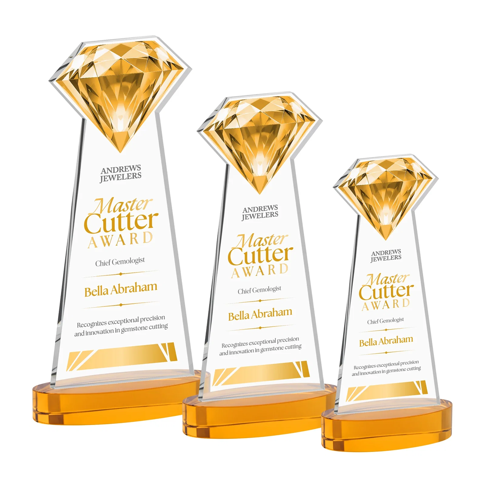 Custom Starfire Crystal Award With a Printed Gemstone Cutout on a Round Base for team milestone celebrations