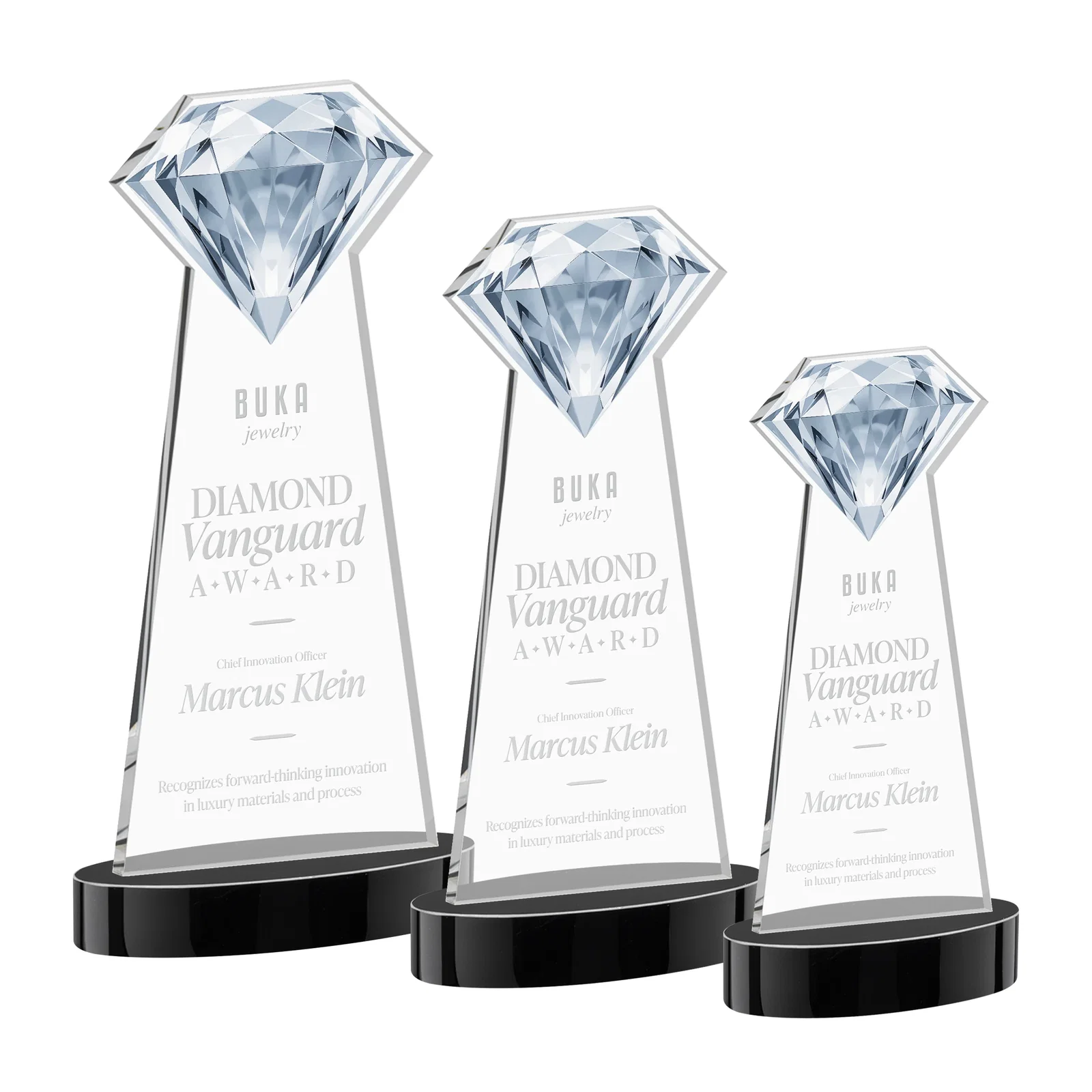Custom printed Starfire Crystal Award With a Printed Gemstone Cutout on a Round Base for donor appreciation