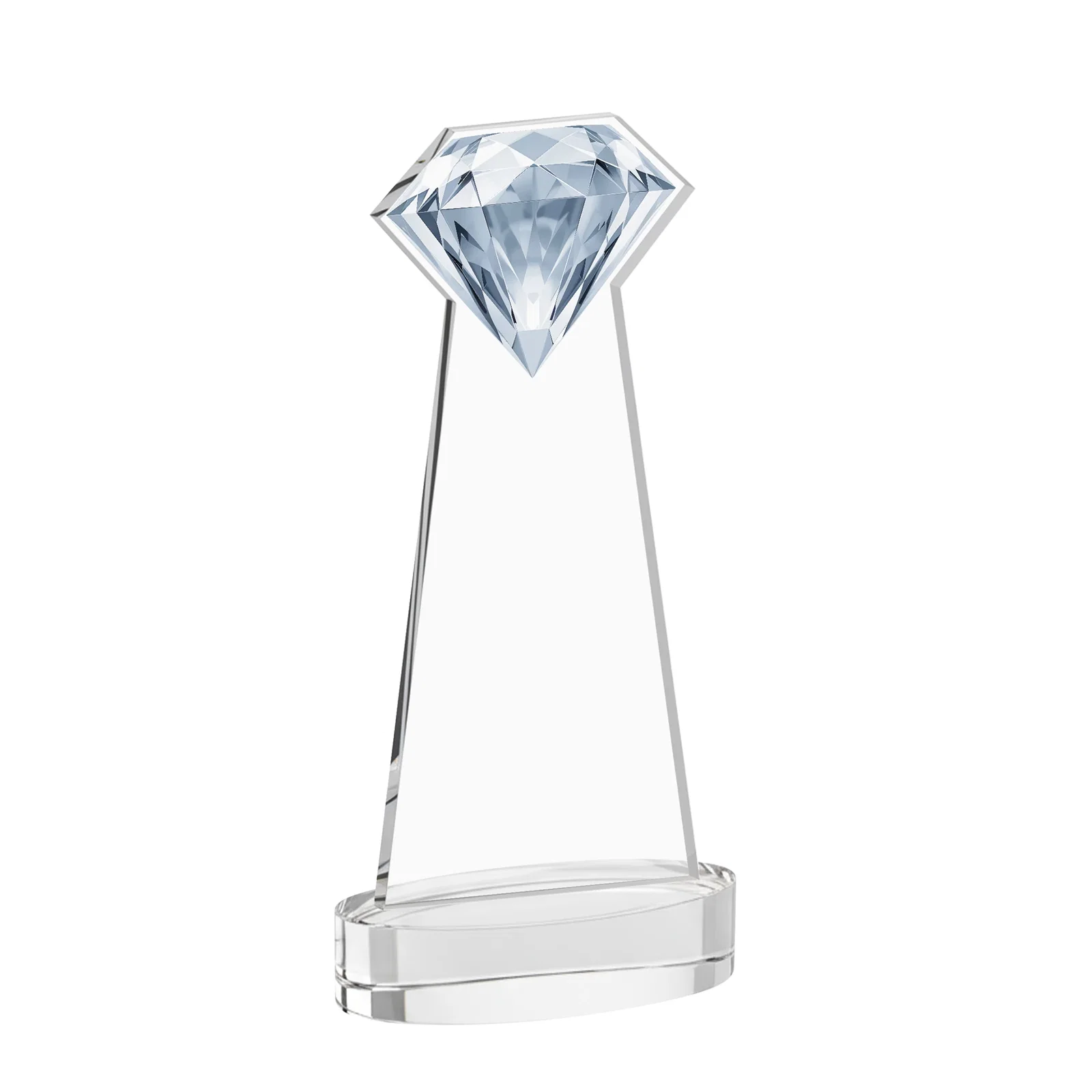 Custom engraved Starfire Crystal Award With a Printed Gemstone Cutout on a Round Base for service anniversary gifts
