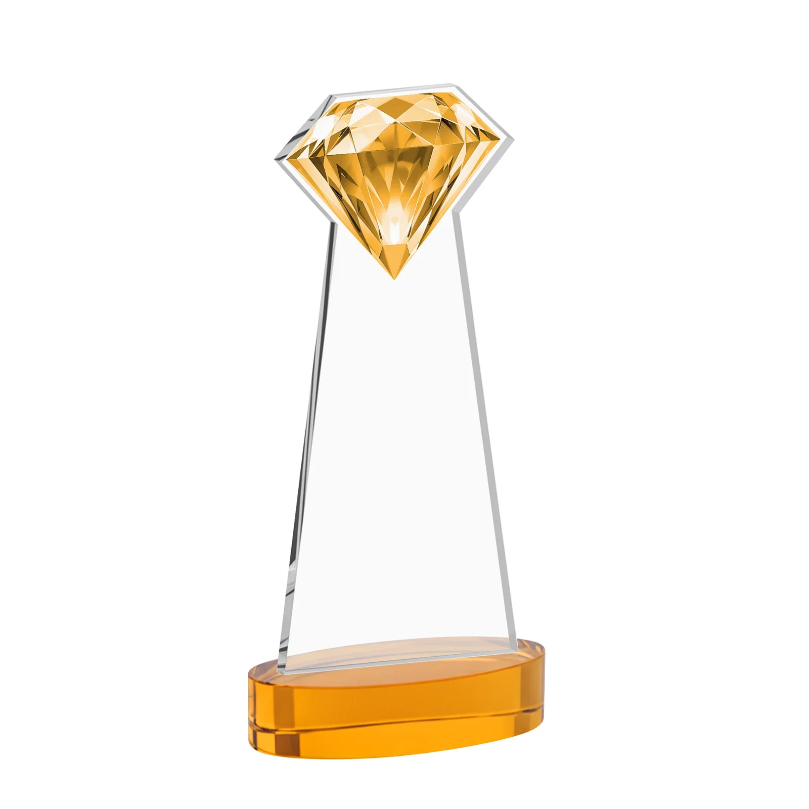 Custom engraved Starfire Crystal Award With a Printed Gemstone Cutout on a Round Base for team milestone celebrations