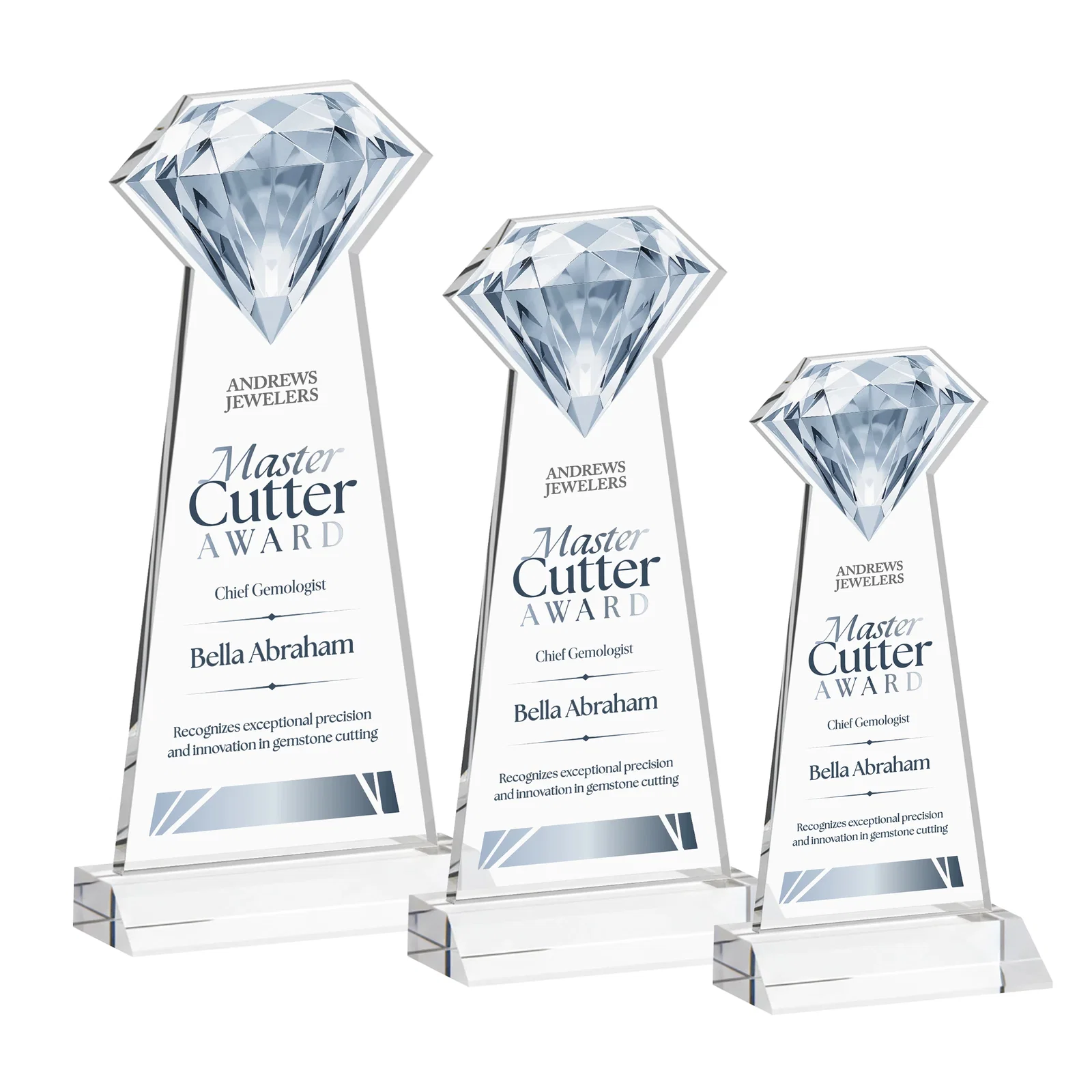 Custom Starfire Crystal Award With a Gemstone Cutout on a Mitered Base, awards for employee recognition
