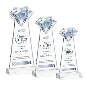 Starfire Crystal Award With a Gemstone Cutout on a Mitered Base