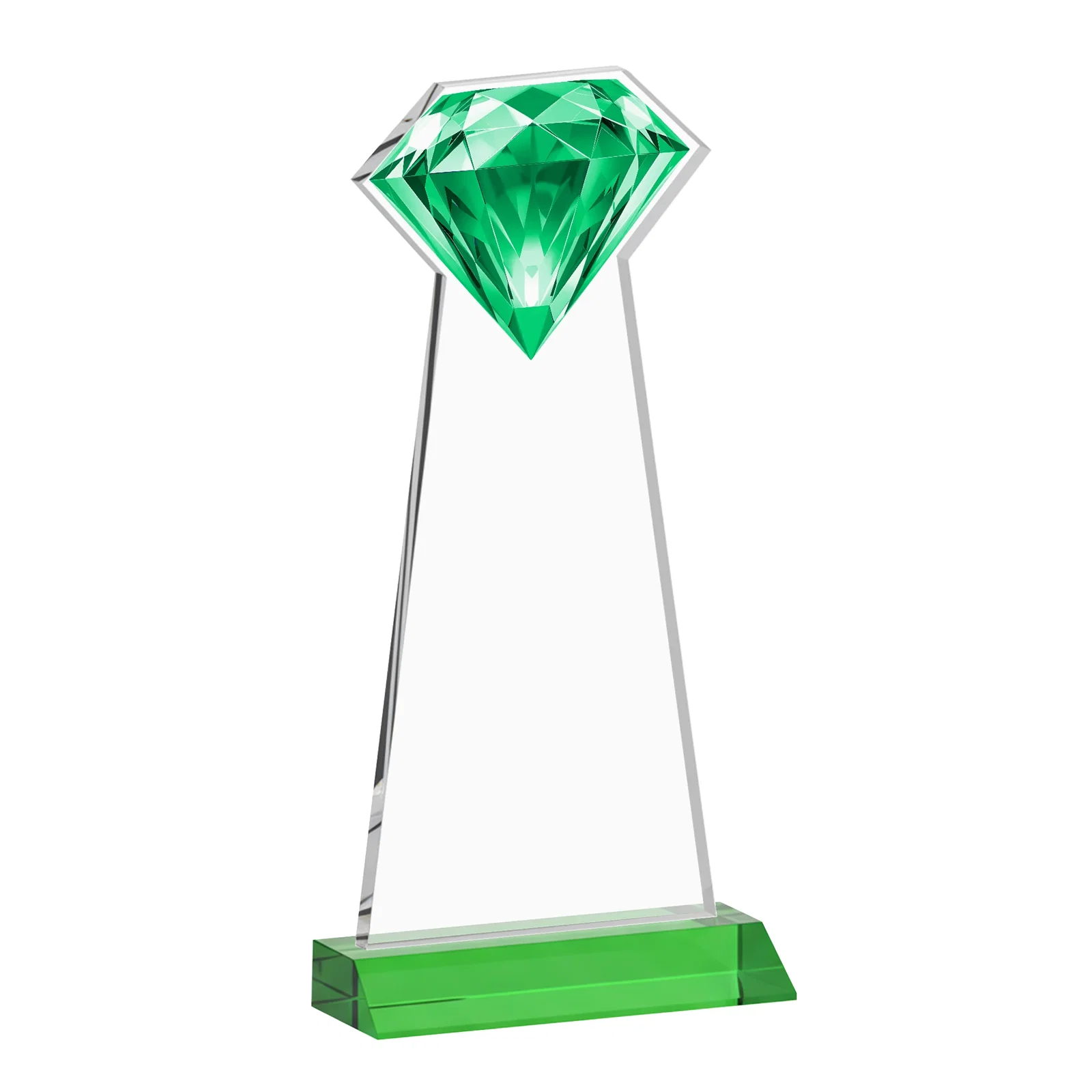 Custom engraved Starfire Crystal Award With a Gemstone Cutout on a Mitered Base, awards for company anniversary events