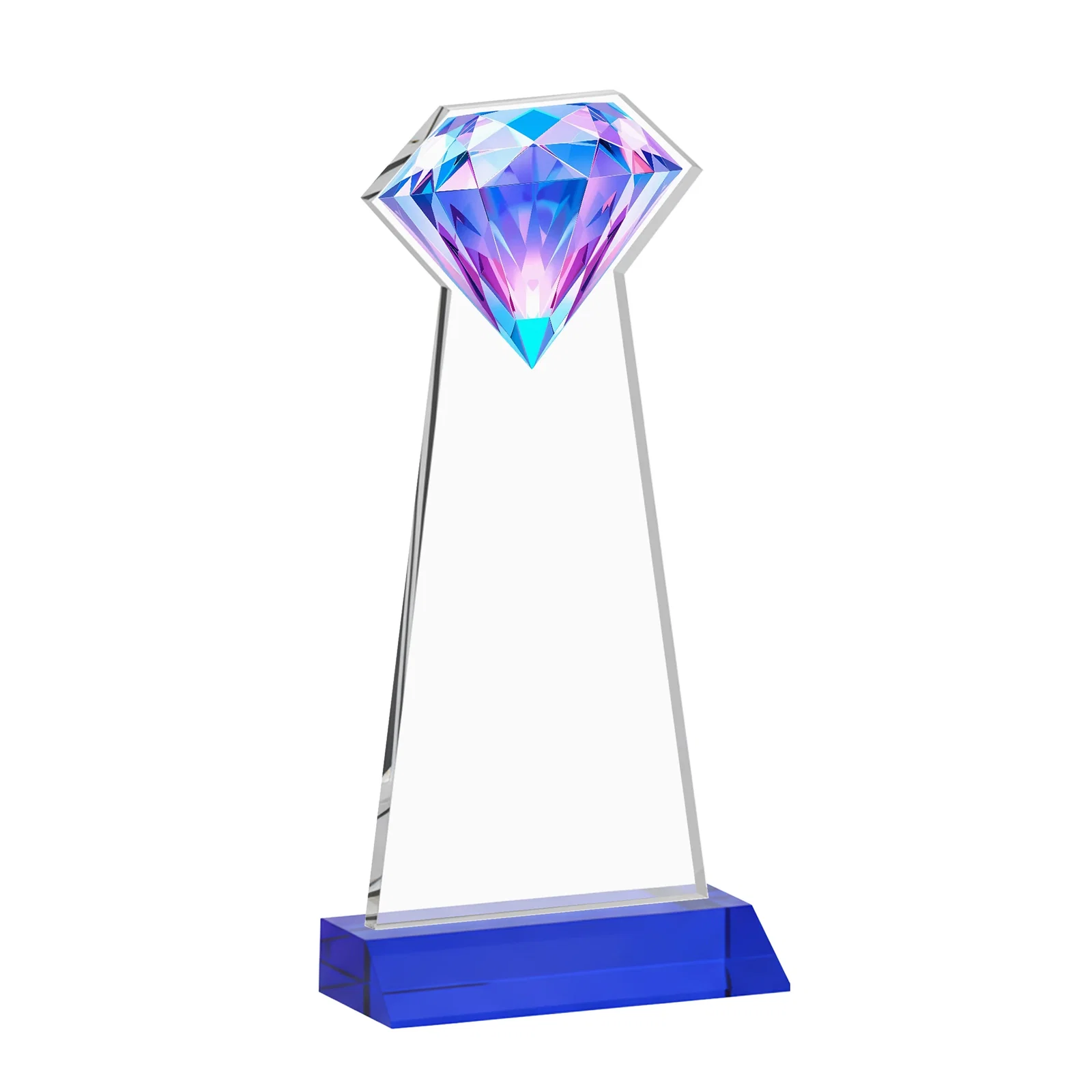 Custom Starfire Crystal Award With a Gemstone Cutout on a Mitered Base, awards, with your logo for retirement presentations