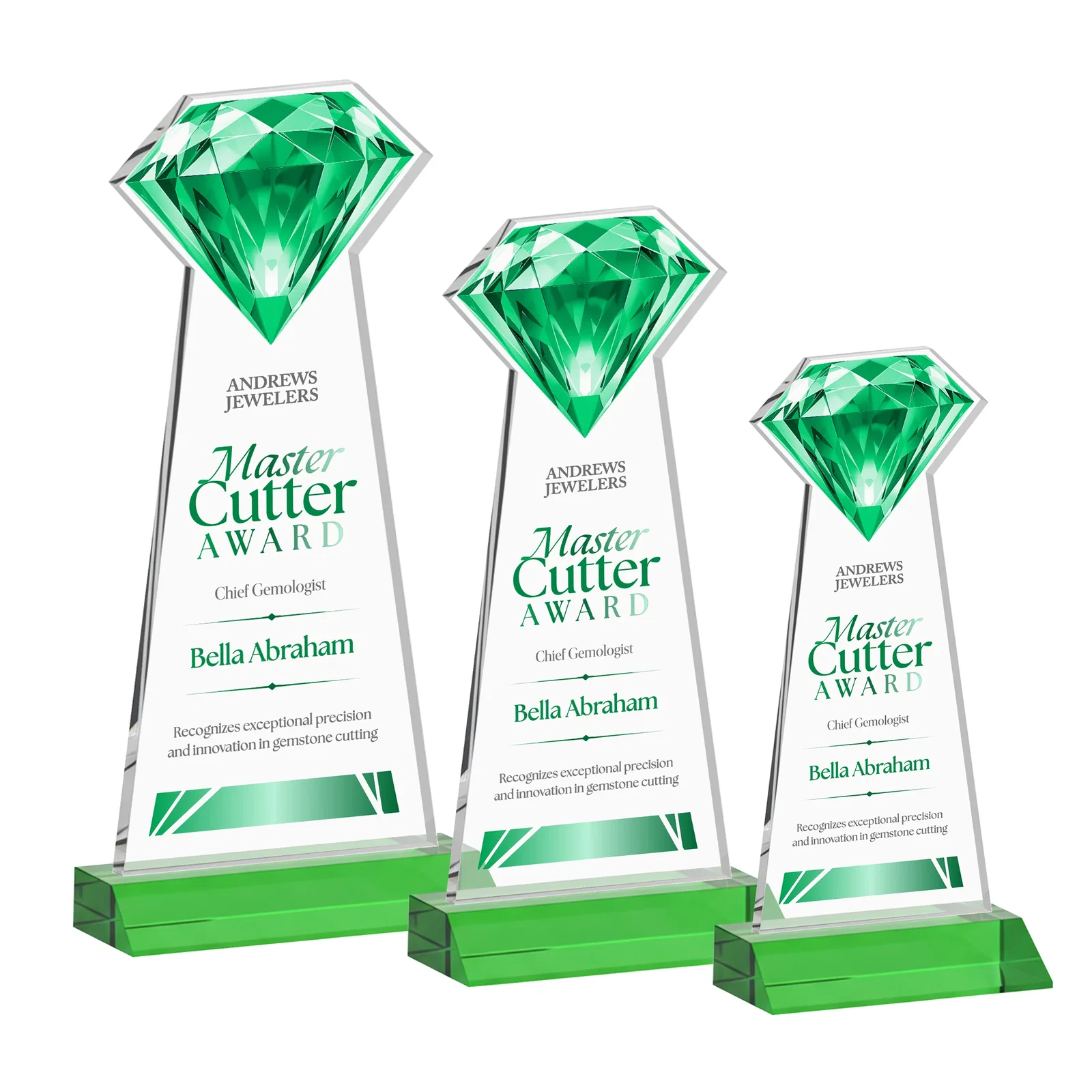 Custom Starfire Crystal Award With a Gemstone Cutout on a Mitered Base, awards for volunteer appreciation