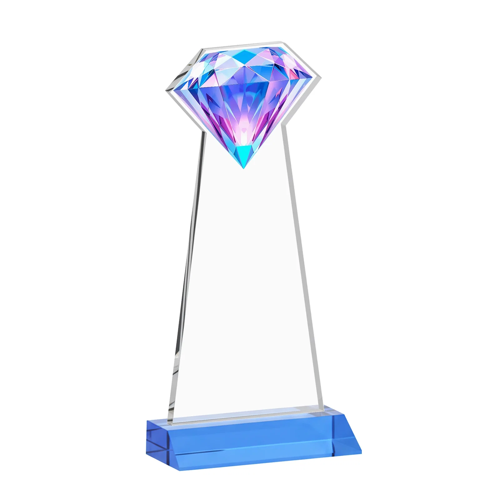 Personalized Starfire Crystal Award With a Gemstone Cutout on a Mitered Base, awards, with your logo for corporate award ceremonies