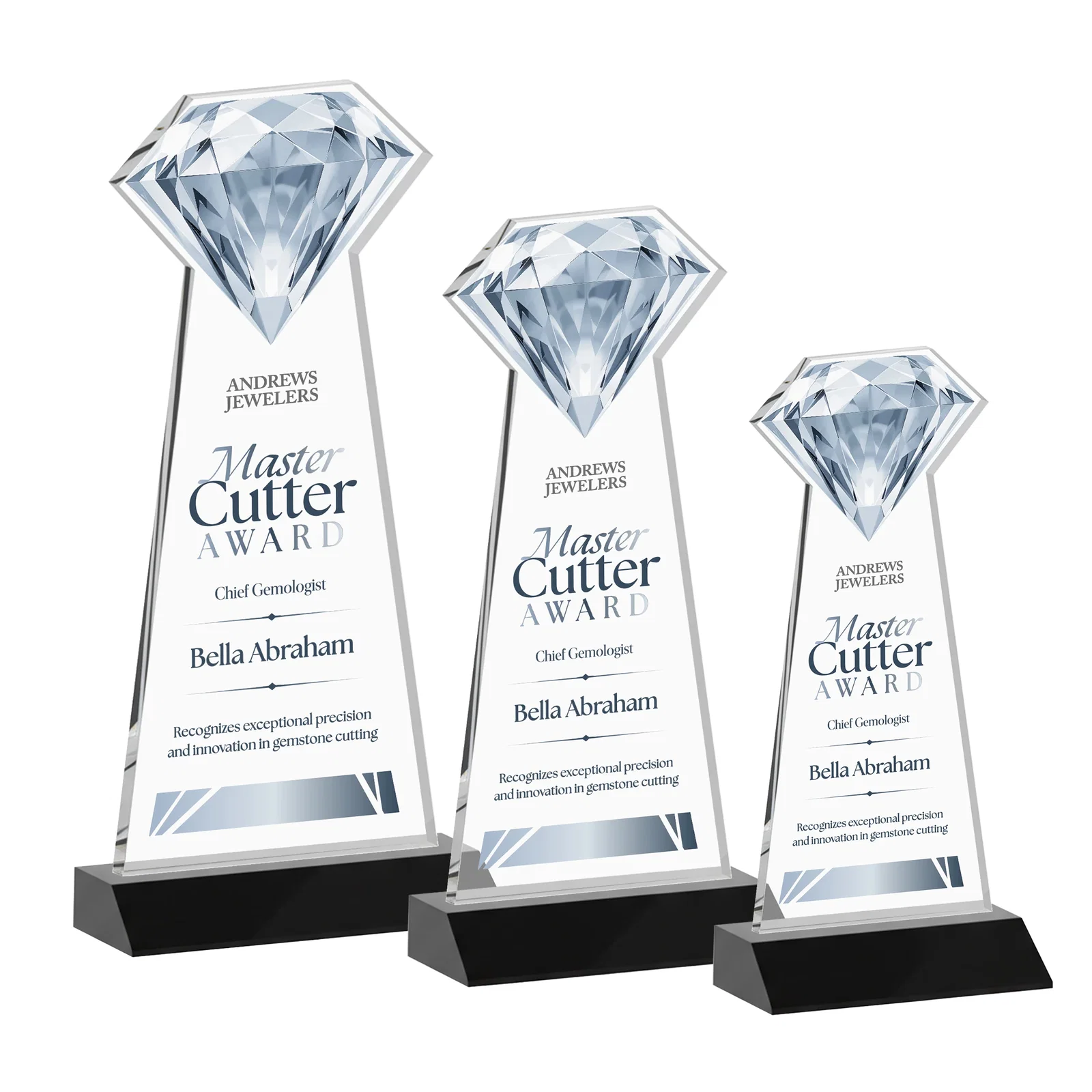 Personalized Starfire Crystal Award With a Gemstone Cutout on a Mitered Base, awards for corporate award ceremonies