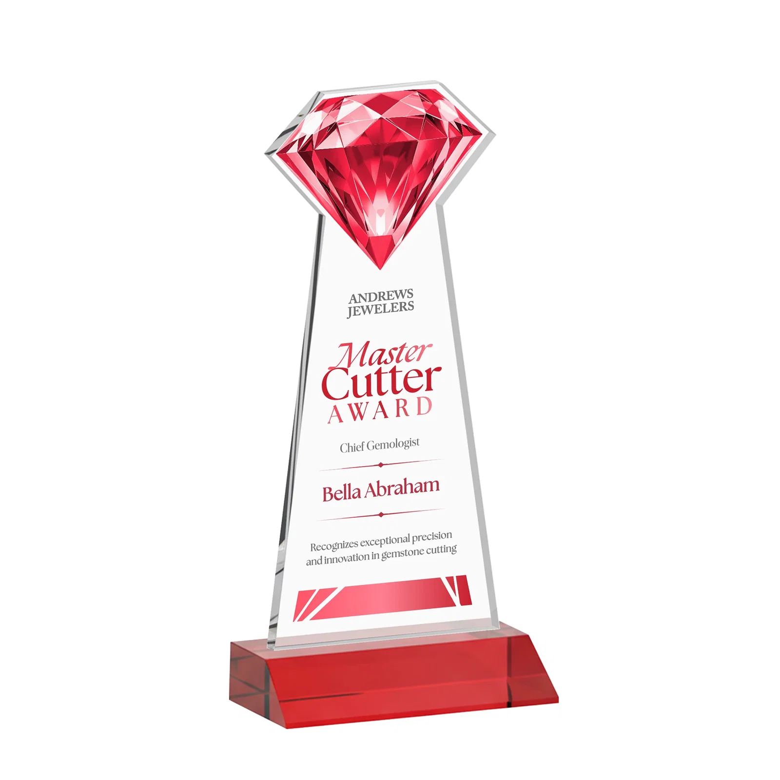 Promotional Starfire Crystal Award With a Gemstone Cutout on a Mitered Base, awards for sales achievement awards