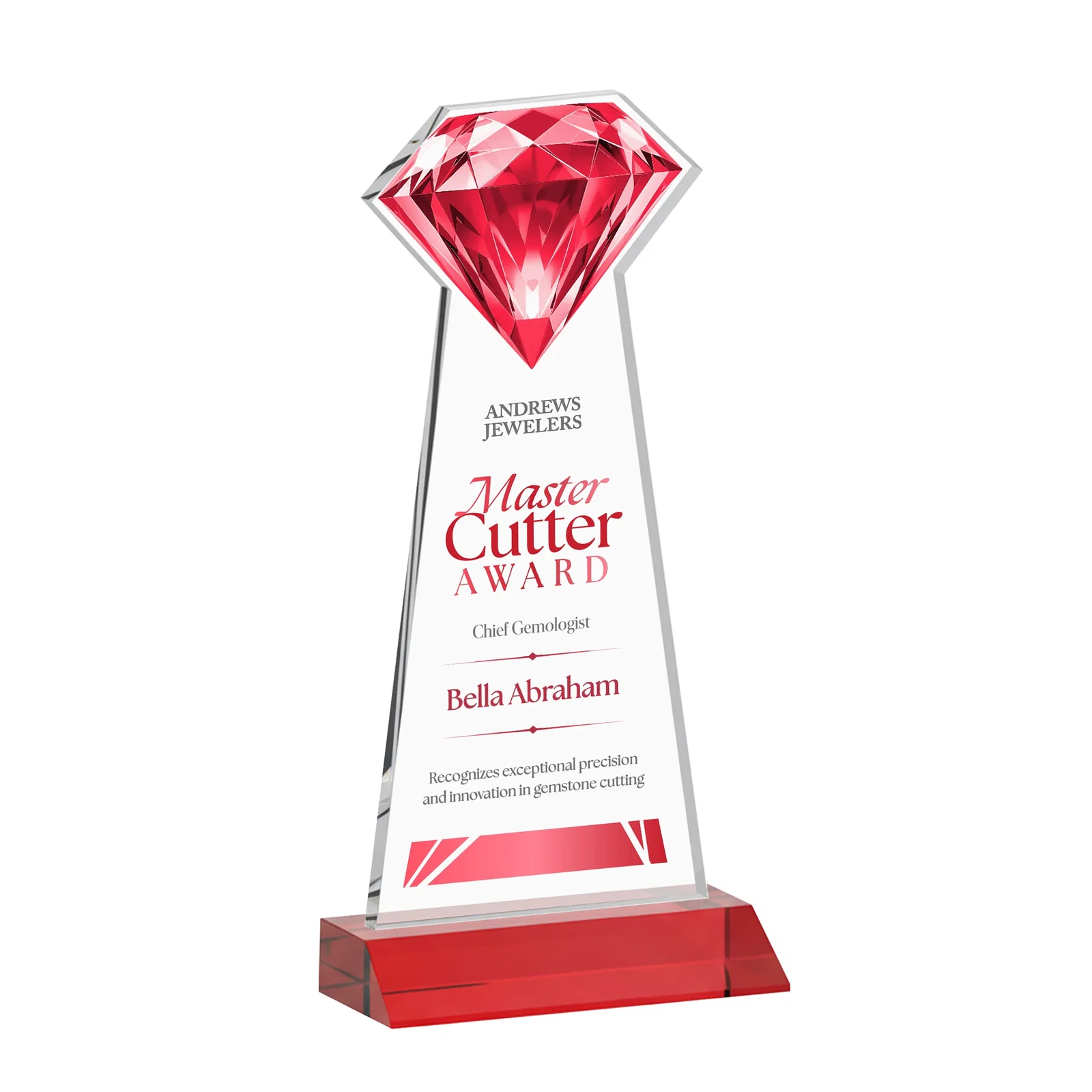 Promotional Starfire Crystal Award With a Gemstone Cutout on a Mitered Base, awards for retirement presentations