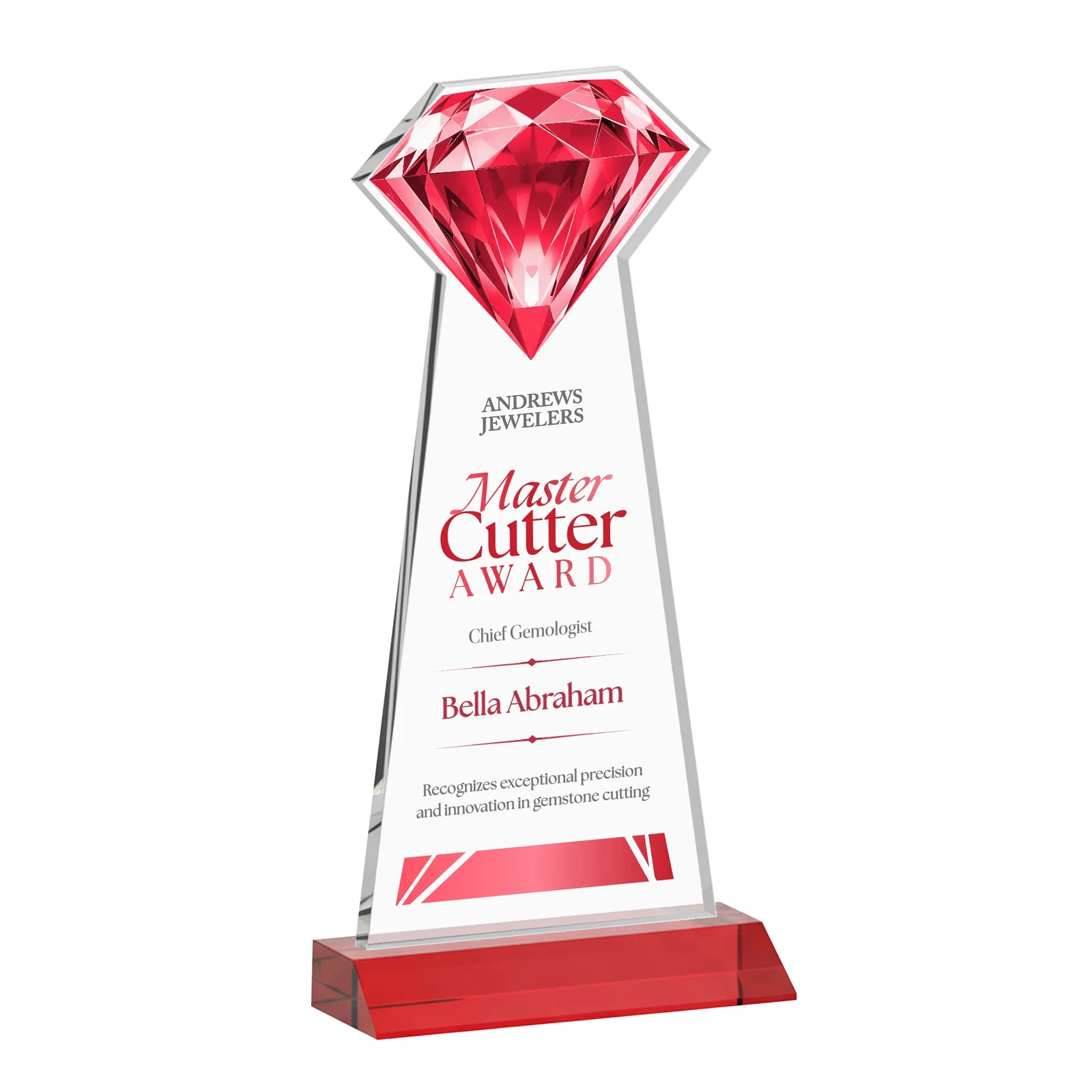 Promotional Starfire Crystal Award With a Gemstone Cutout on a Mitered Base, awards for team milestone celebrations