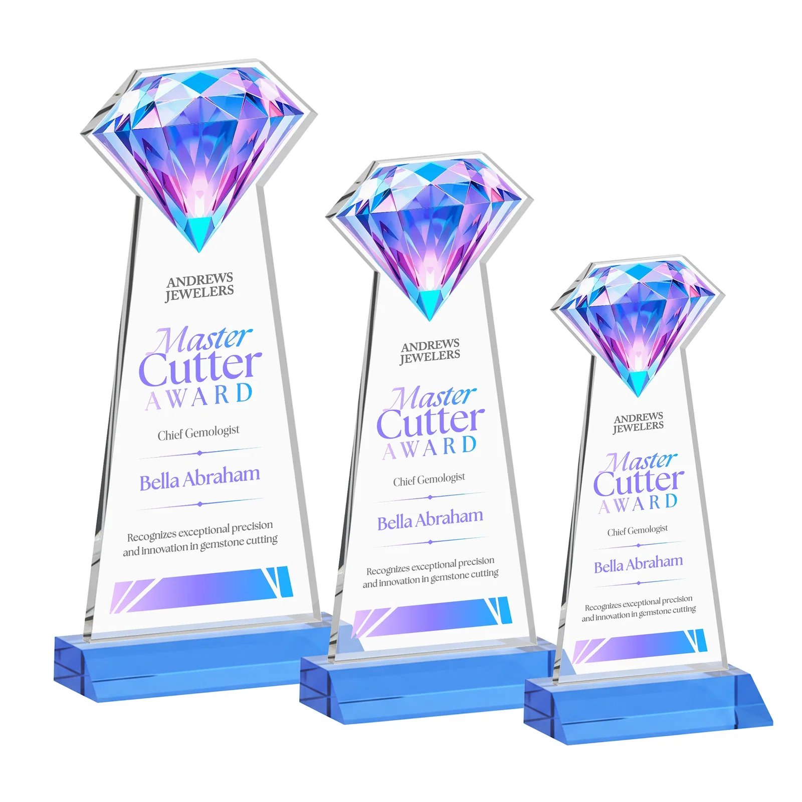 Promotional Starfire Crystal Award With a Gemstone Cutout on a Mitered Base, awards for donor appreciation