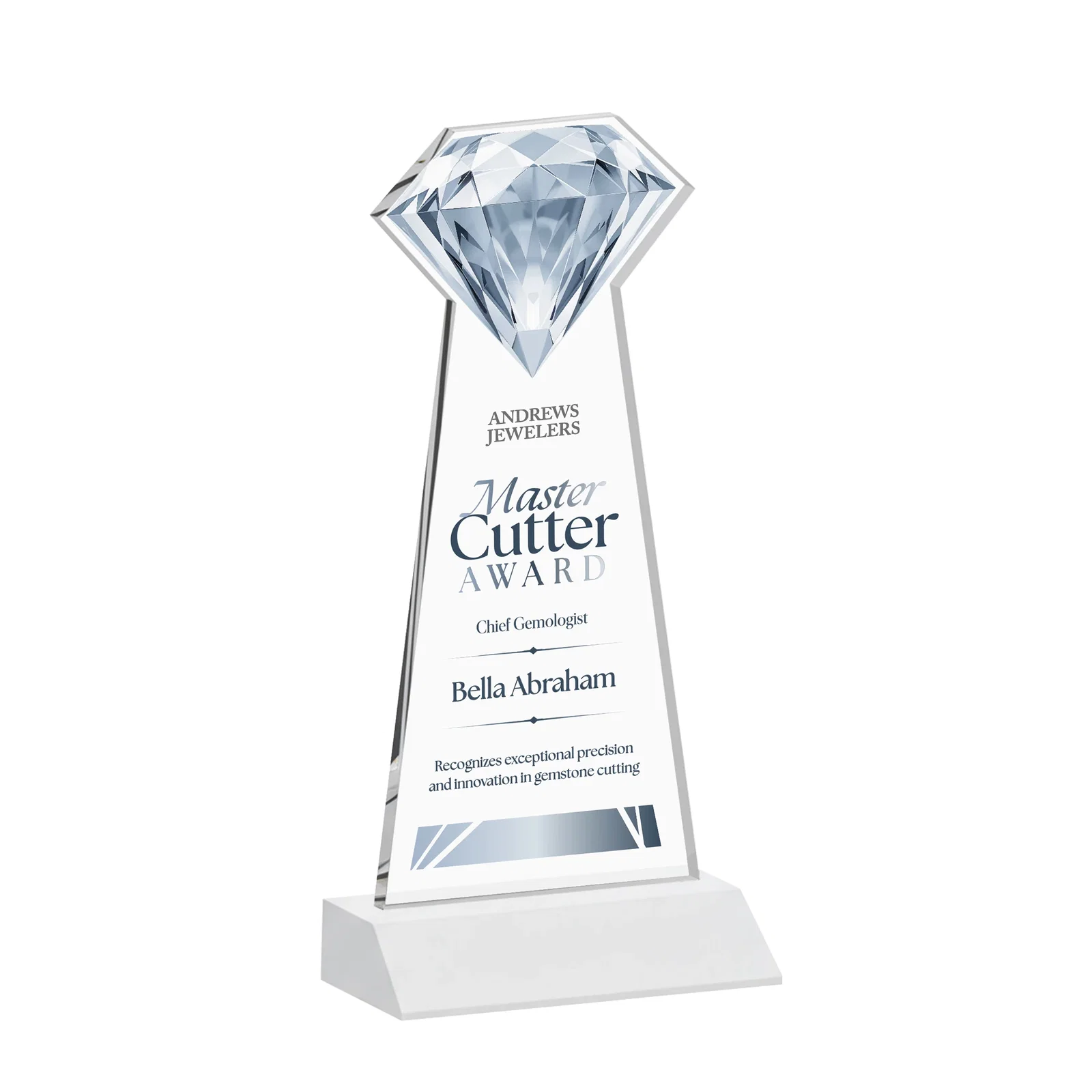 Promotional Starfire Crystal Award With a Gemstone Cutout on a Mitered Base, awards for company anniversary events