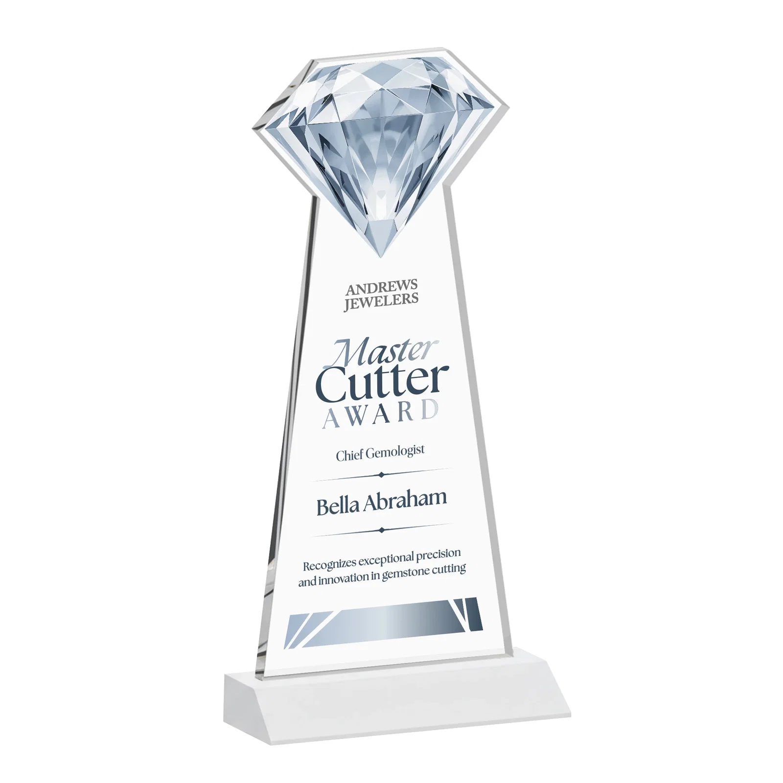 Branded Starfire Crystal Award With a Gemstone Cutout on a Mitered Base, awards for corporate award ceremonies